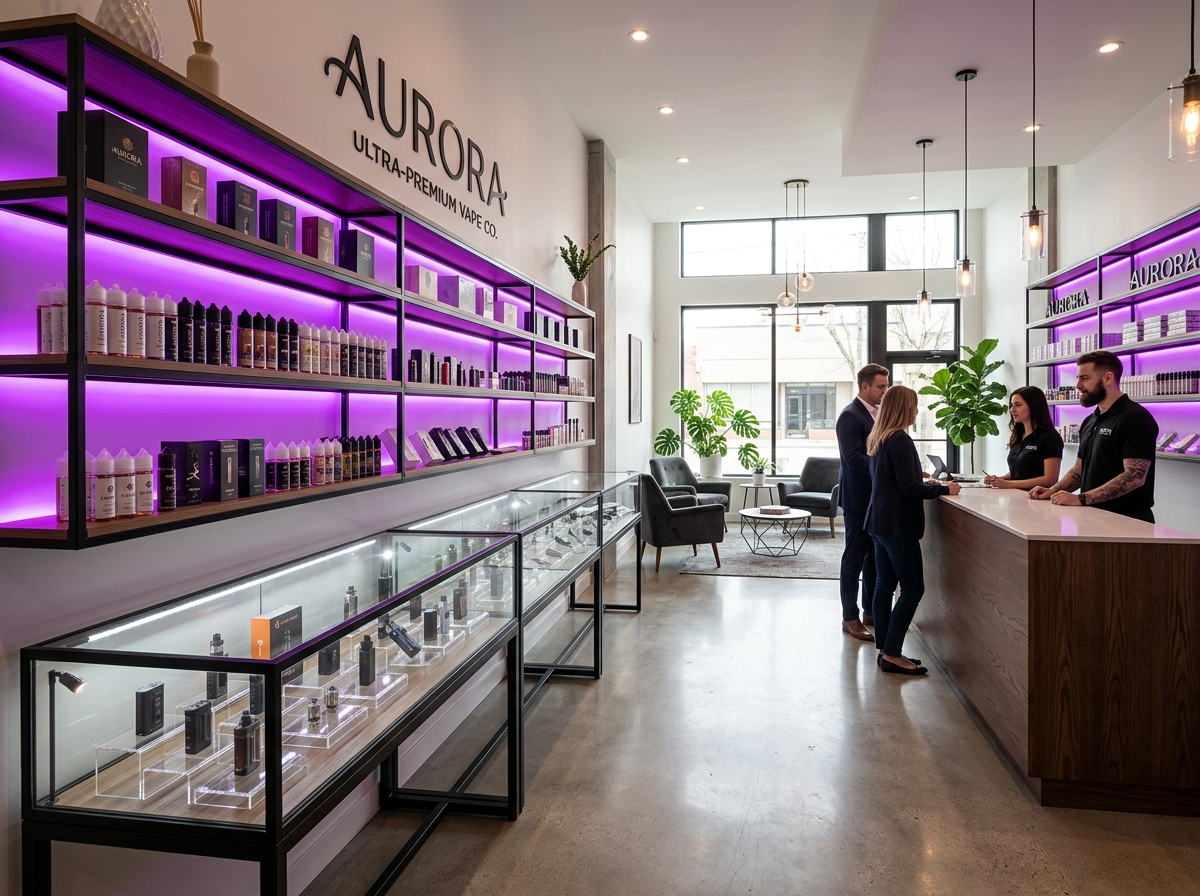 Interior view of Green Smoke clean retail store layout